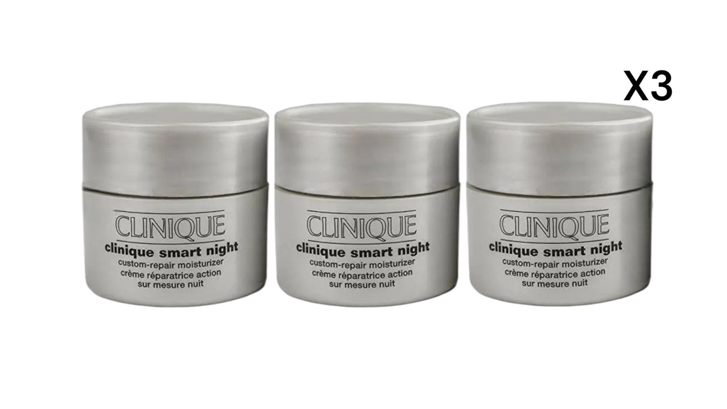 Lot 3 Clinique Smart Night Custom-Repair Moisturizer Dry/Combination 0.5oz/15ml