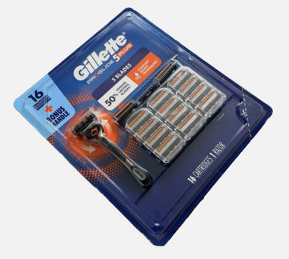New Gillette ProGlide 5 Plus Razor Cartridges 5-Blade Refills 16 Pack + Handle