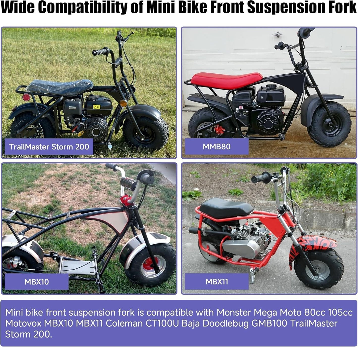 Mini Bike Front Fork Suspension Kit Replacement for Monster Mega Moto MMB80 MMB1