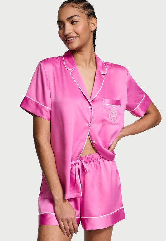 Victoria's Secret Glazed Satin Ombré Short Sleeve Pajama Set Size M