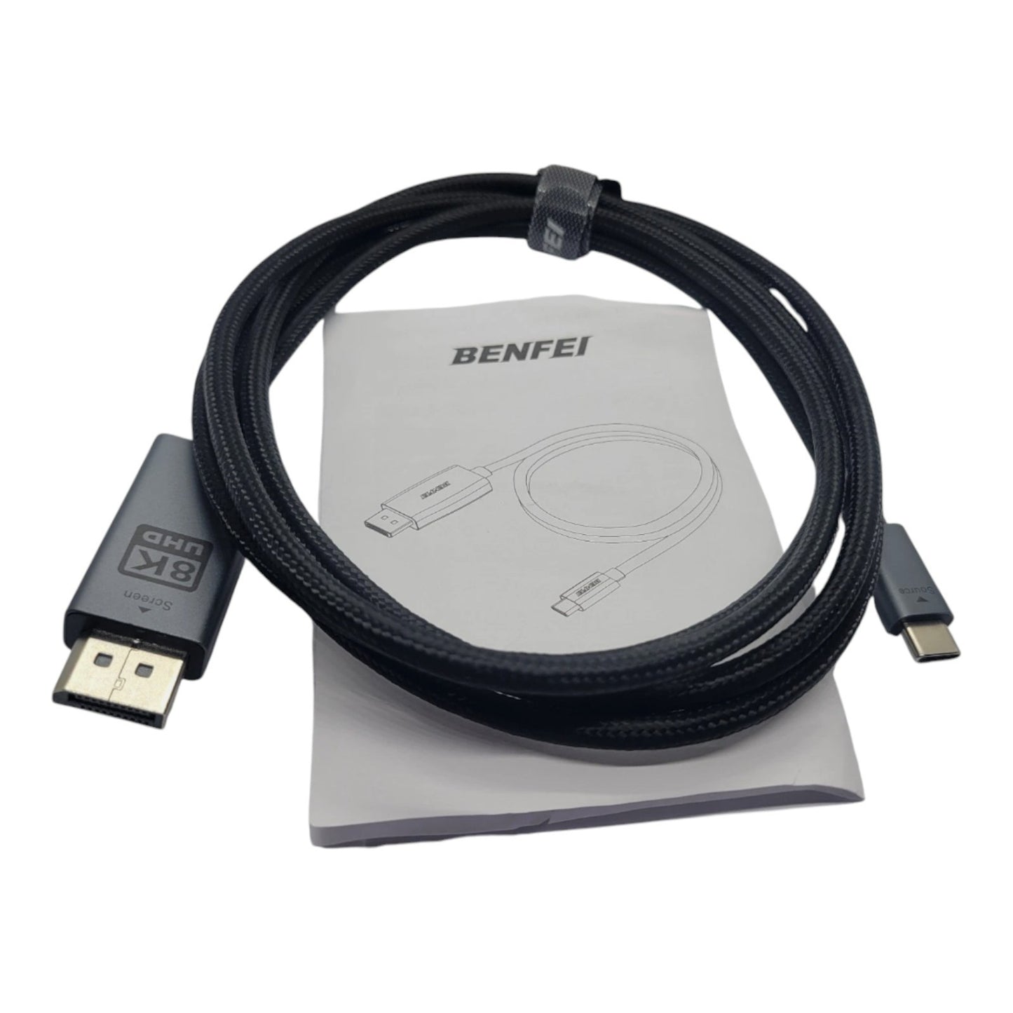 BENFEI USB-C to DisplayPort 6ft 8K@60Hz 4K@144Hz Gray Cable