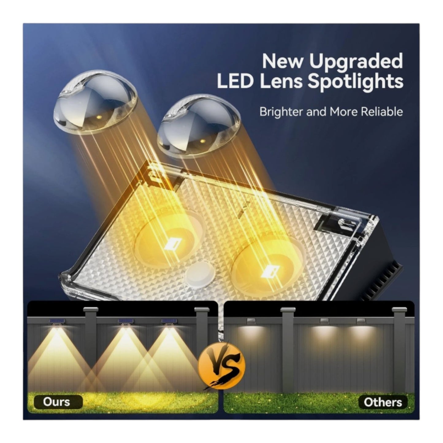 TECKNET Solar Fence Lights Outdoor 12 Pack, 3 Modes 3500K/4500K/6500K, IP66 Wa..