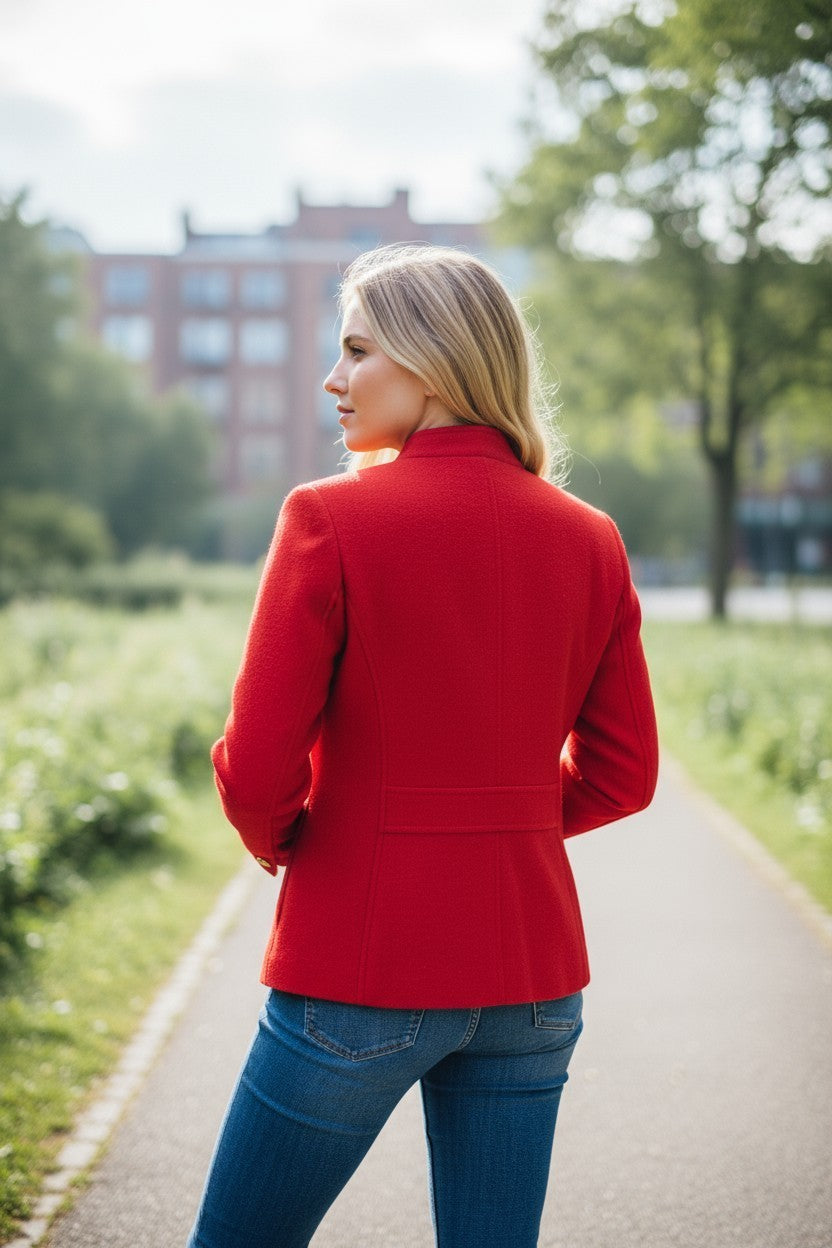 NWT Talbots Women's Red Short Wool Peacoat - Color: Red Pop - Sizes 2-14