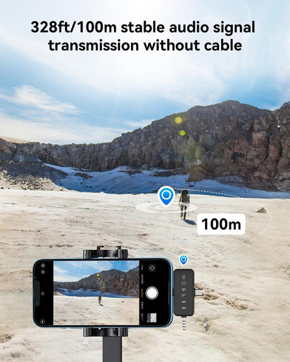 Wireless Lavalier Microphone PQRQP 3 In 1 For iPhone/Android/Camera