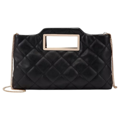 INC Juditth open handle quilted faux-leather clutch shoulder bag -BLACK