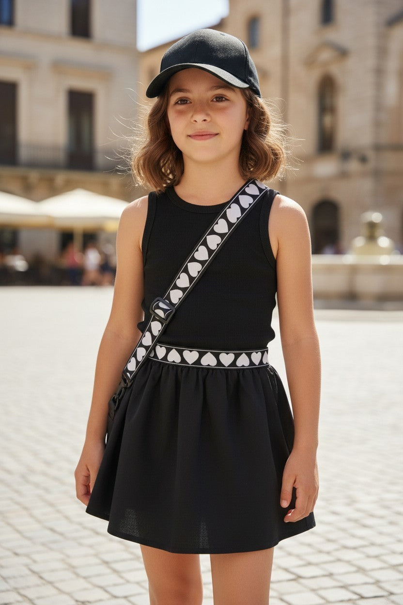 btween Active Black Tank Top & Pleated Skort Set, Girls