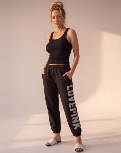 Pink by Victoria's Secret Matching Hoodie and Joggers Black w/ Silver