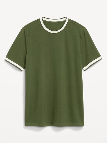 OLD NAVY Men's Crew Neck Trim Ringer Pique T-Shirt Tee NWT, Many colors & Sizes