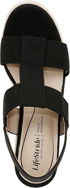 Women's LifeStride Tallulah - Black - Espadrille Wedge Sandal - Cushioned - Sz 8