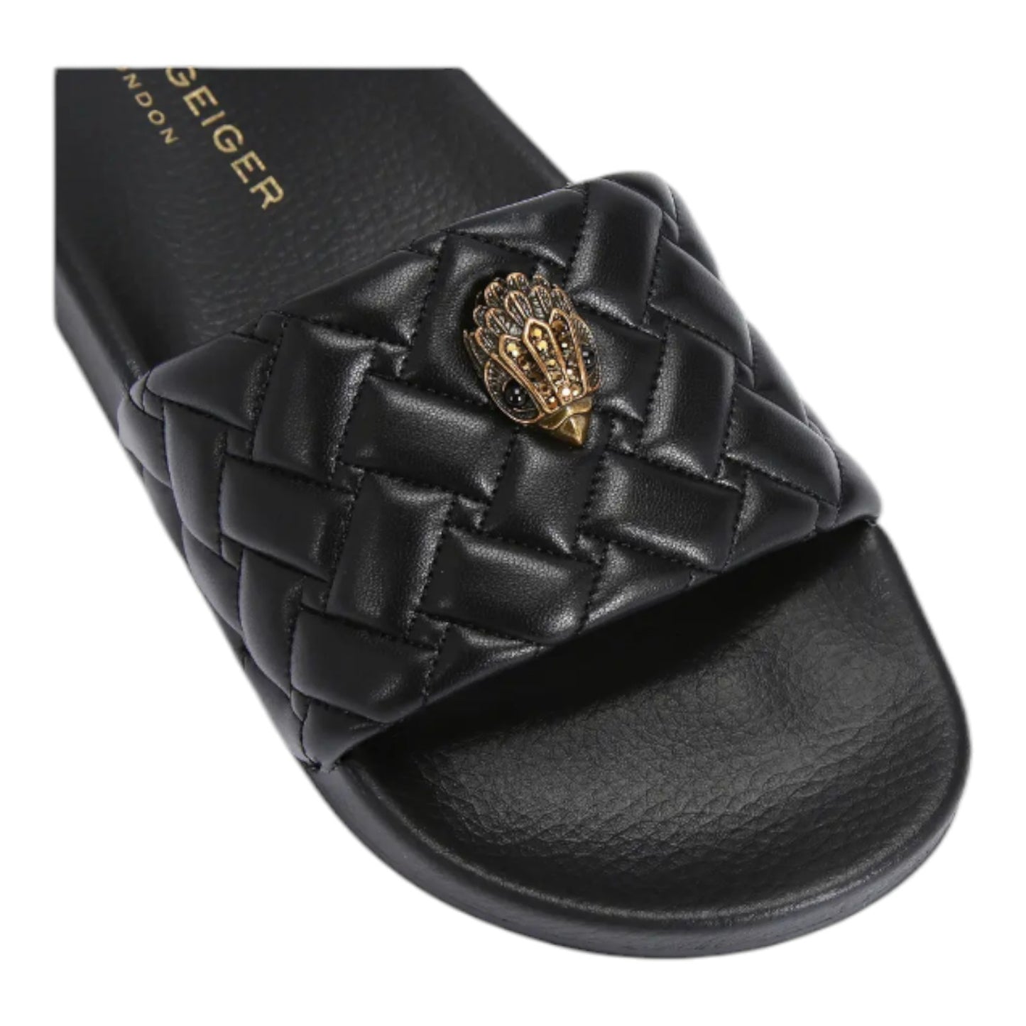 Kurt Geiger London Women's Meena black Teddy Eagle Head Slides Sandals