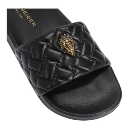 Kurt Geiger London Women's Meena black Teddy Eagle Head Slides Sandals