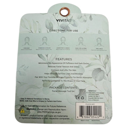Vivitar Simply Beautiful 2 Pack Jade Stone Gua Sha Set, Massage, Acupressure NEW