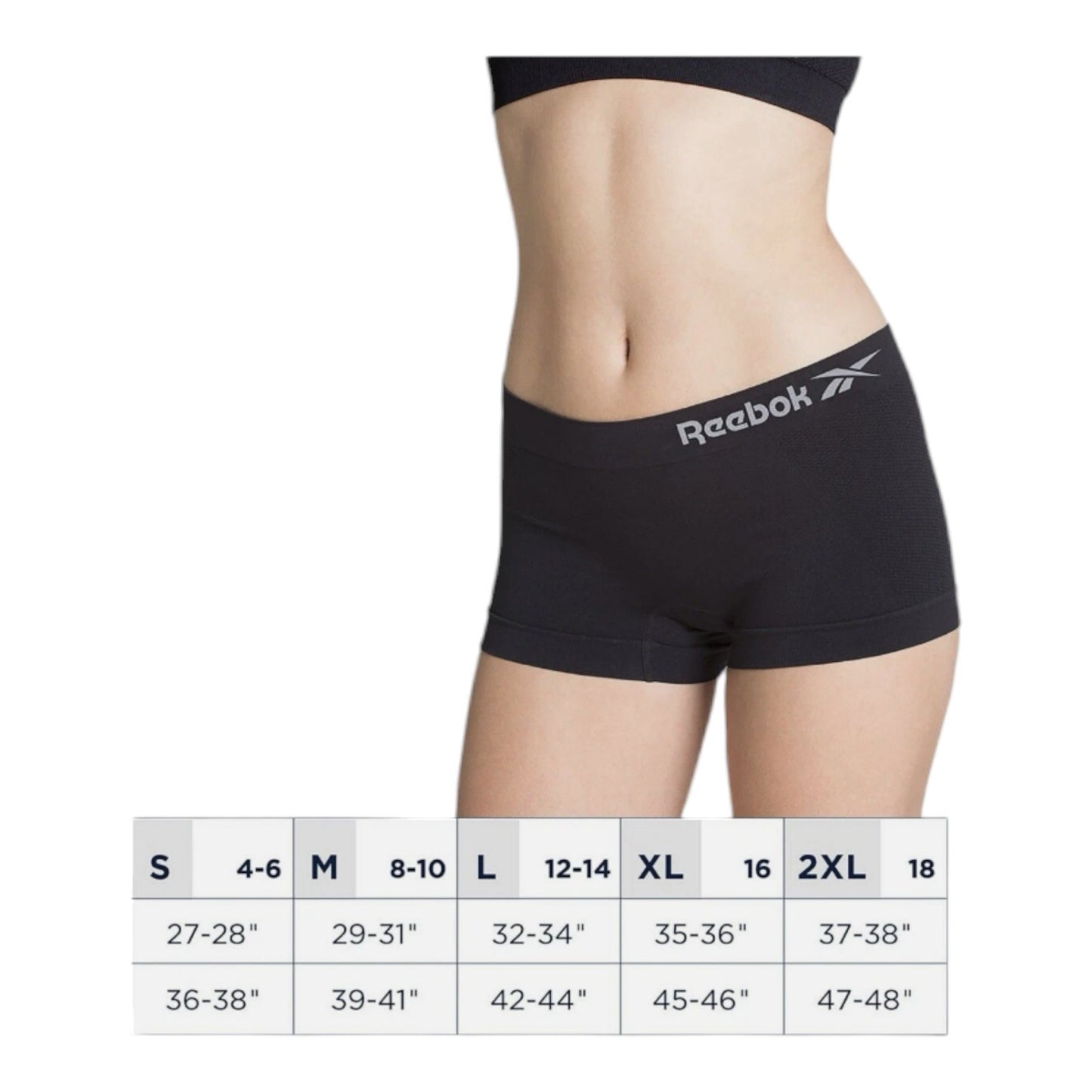 NEW Women's Reebok 5 Pack Seamless Boyshorts XLarge White Purple Black Underwear