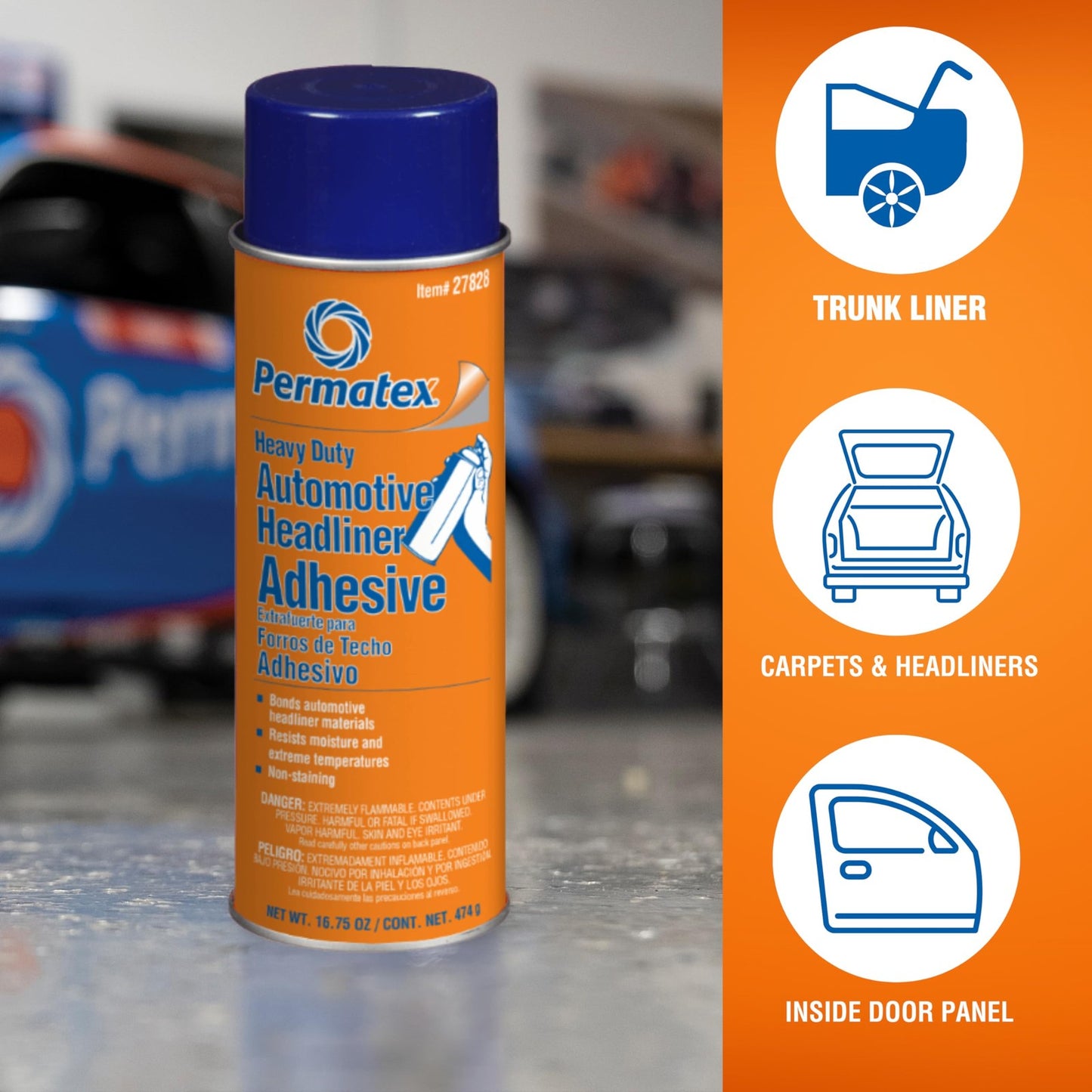 Permatex 27828 Body Shop Heavy Duty Headliner Adhesive, High-Strength Spray Adh