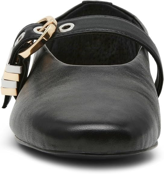 Steve Madden Lucia Mary Jane Ballet Flat - Black Leather - Women's 8.5
