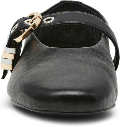 Steve Madden Lucia Mary Jane Ballet Flat - Black Leather - Women's 8.5