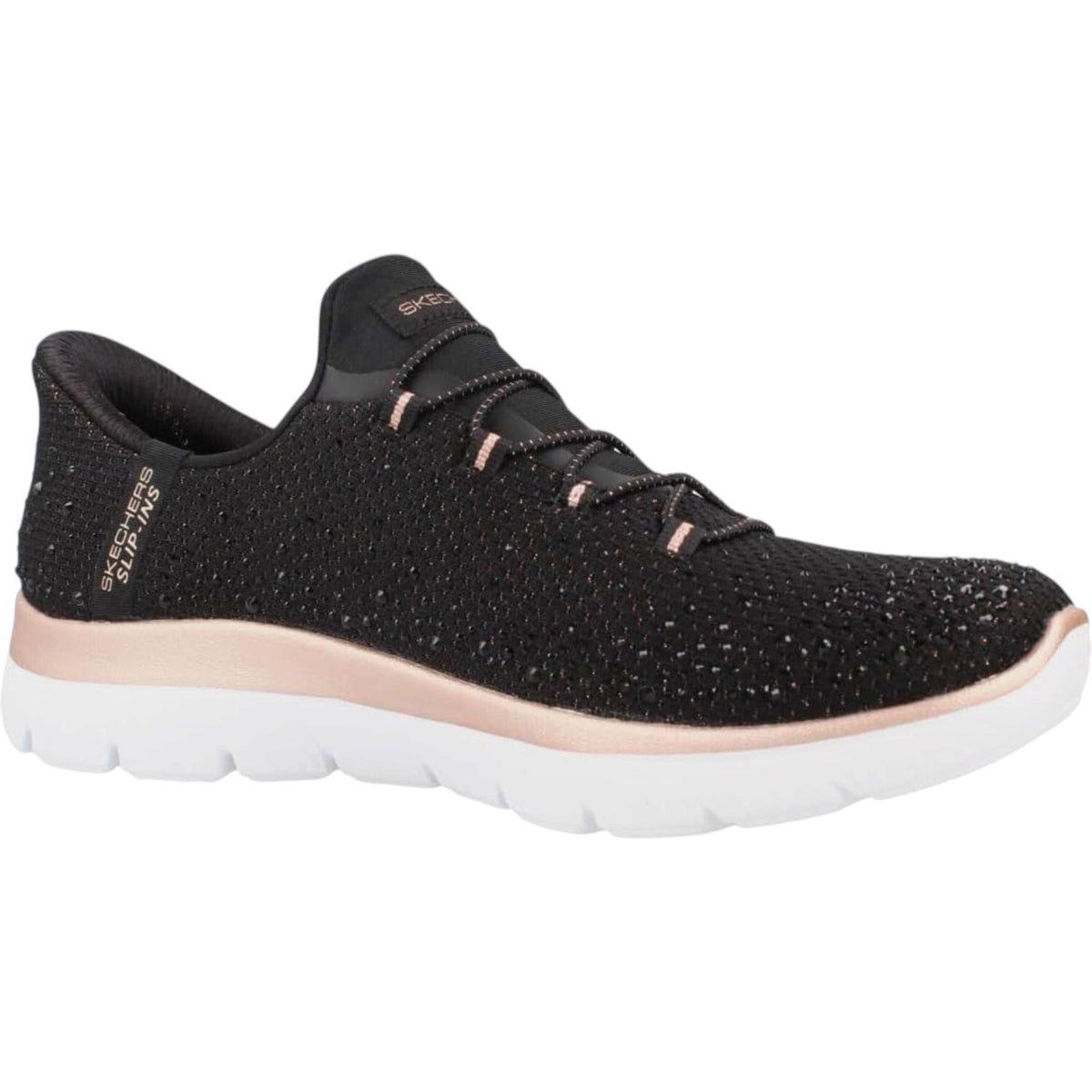 Women's Skechers Slip Ins Summit Brilliant Shine Sneakers Black or White Availab