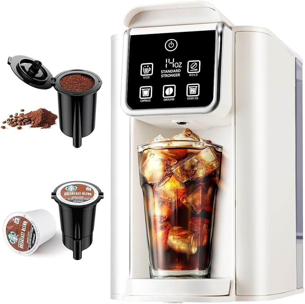 KIDISLE Hot & Iced Coffee Maker Single Serve Coffee Maker for K Cup and Grounds