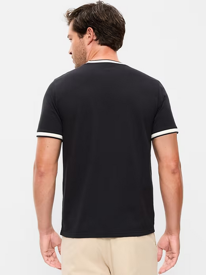 OLD NAVY Men's Crew Neck Trim Ringer Pique T-Shirt Tee NWT, Many colors & Sizes