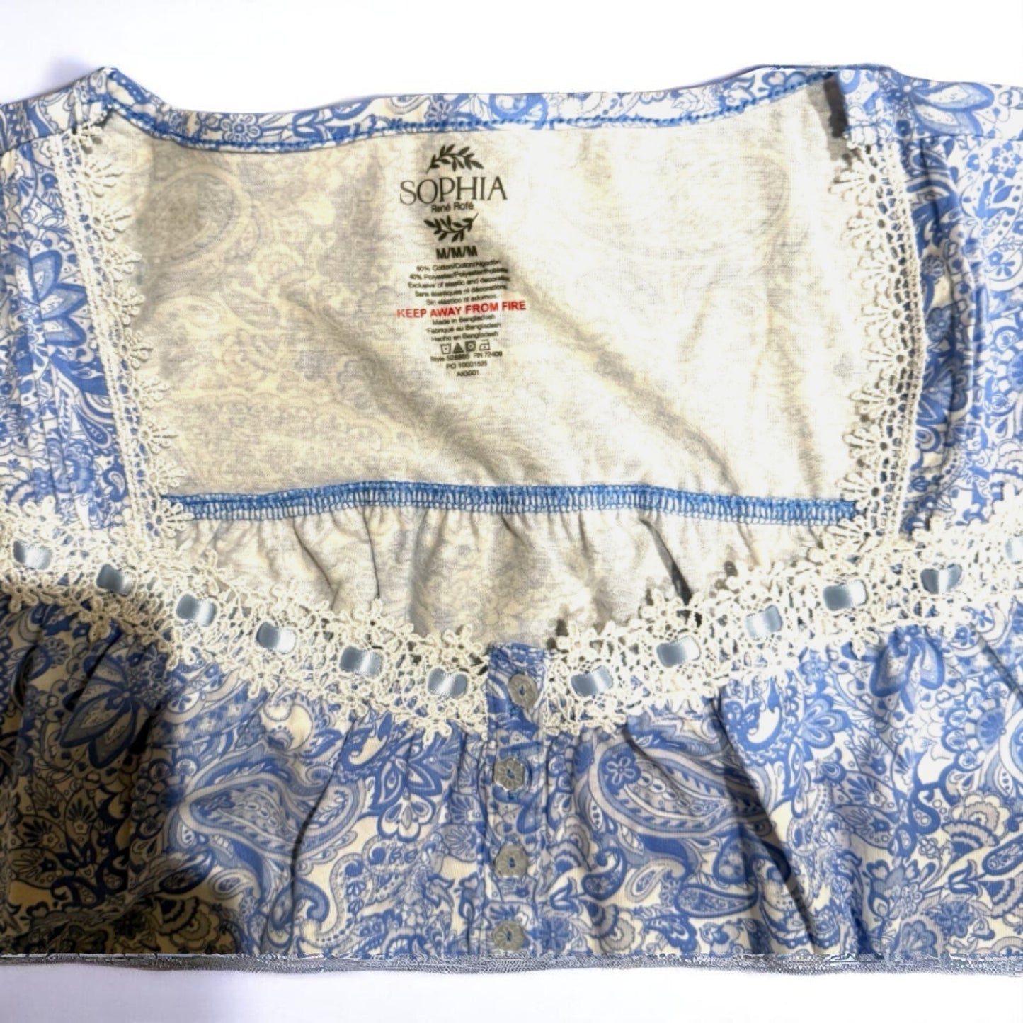 SOPHIA Rene Rofe Women's Paisley Short Sleeve Nightgown-NWT