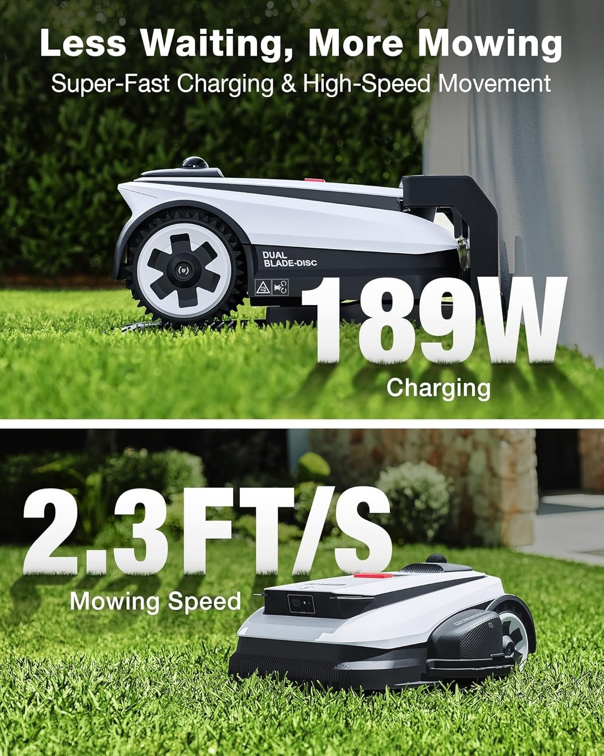 ECOVACS Goat A3000 LiDAR PRO Robotic Lawn Mower for Up to 0.75 Acre, 7.5Ah Ba...