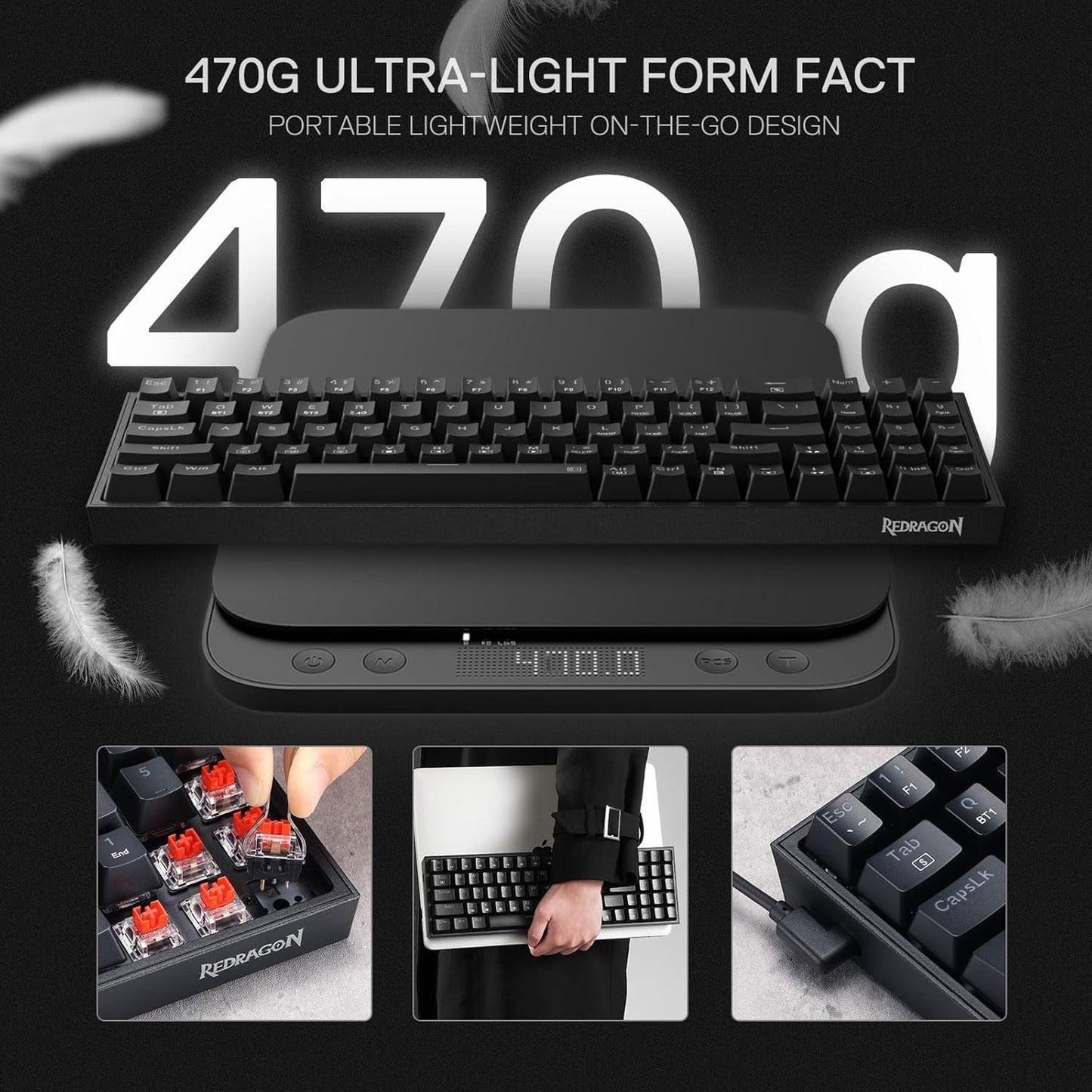 Redragon S136 Gaming Keyboard & Mouse Combo, 75% K628 Tri-Mode Wireless RGB