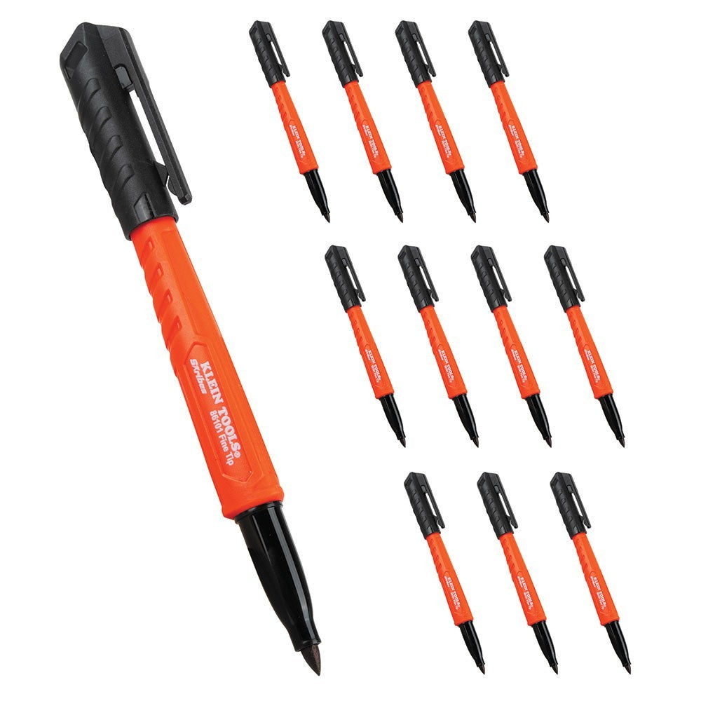 Klein 86101 - 1/2" Black Skribes Permanent Marker 12-pack