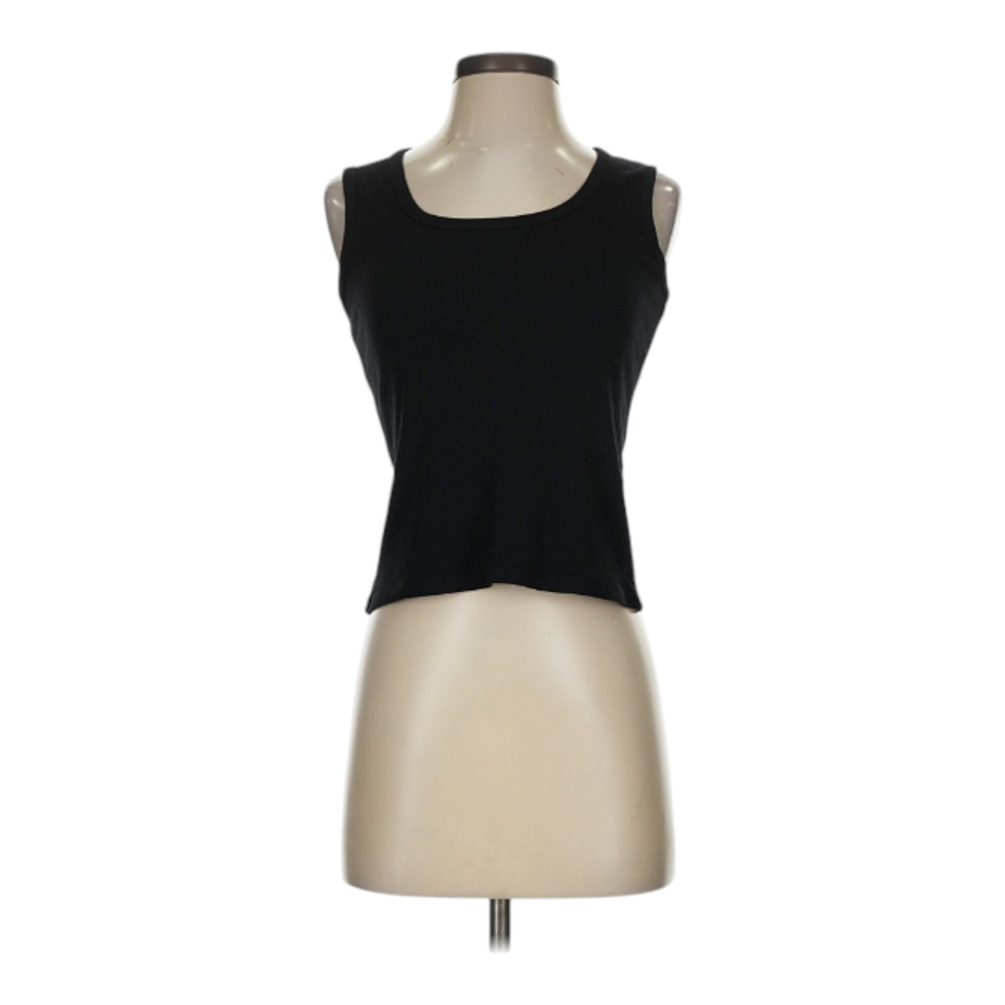Cyrus Ribbed Scoop Neck Sleeveless Black Stretch Tank Top XS, S, M, L, XL