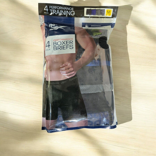 Reebok Men's 4-Pack Performance Boxer Briefs Green/Grays/Blacks, M (32-34)