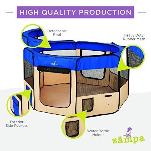 Dog Playpen Large 61"x61"x30" Pop Up Portable Playpen for Dogs and Cat, Folda...