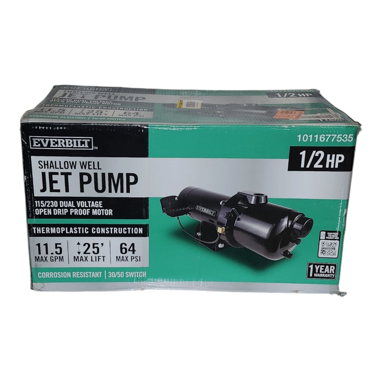 Everbilt 1/2 HP Thermoplastic Shallow Well Jet Pump 1011677535