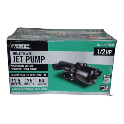 Everbilt 1/2 HP Thermoplastic Shallow Well Jet Pump 1011677535