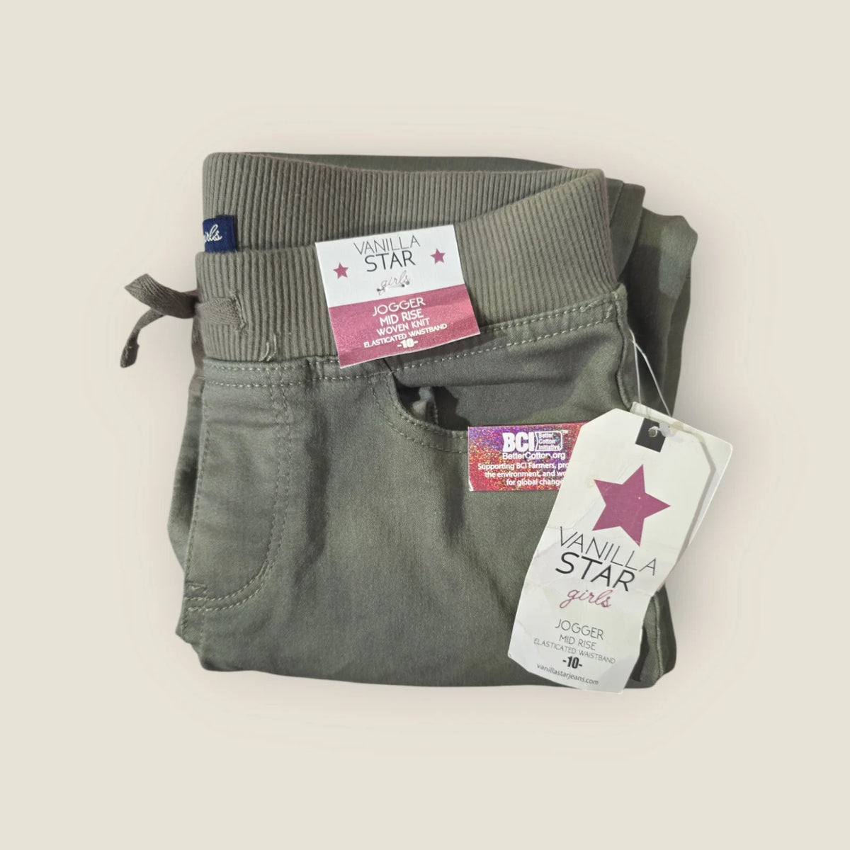 Vanilla Star Girl's Mid-Rise Jogger, Olive Green
