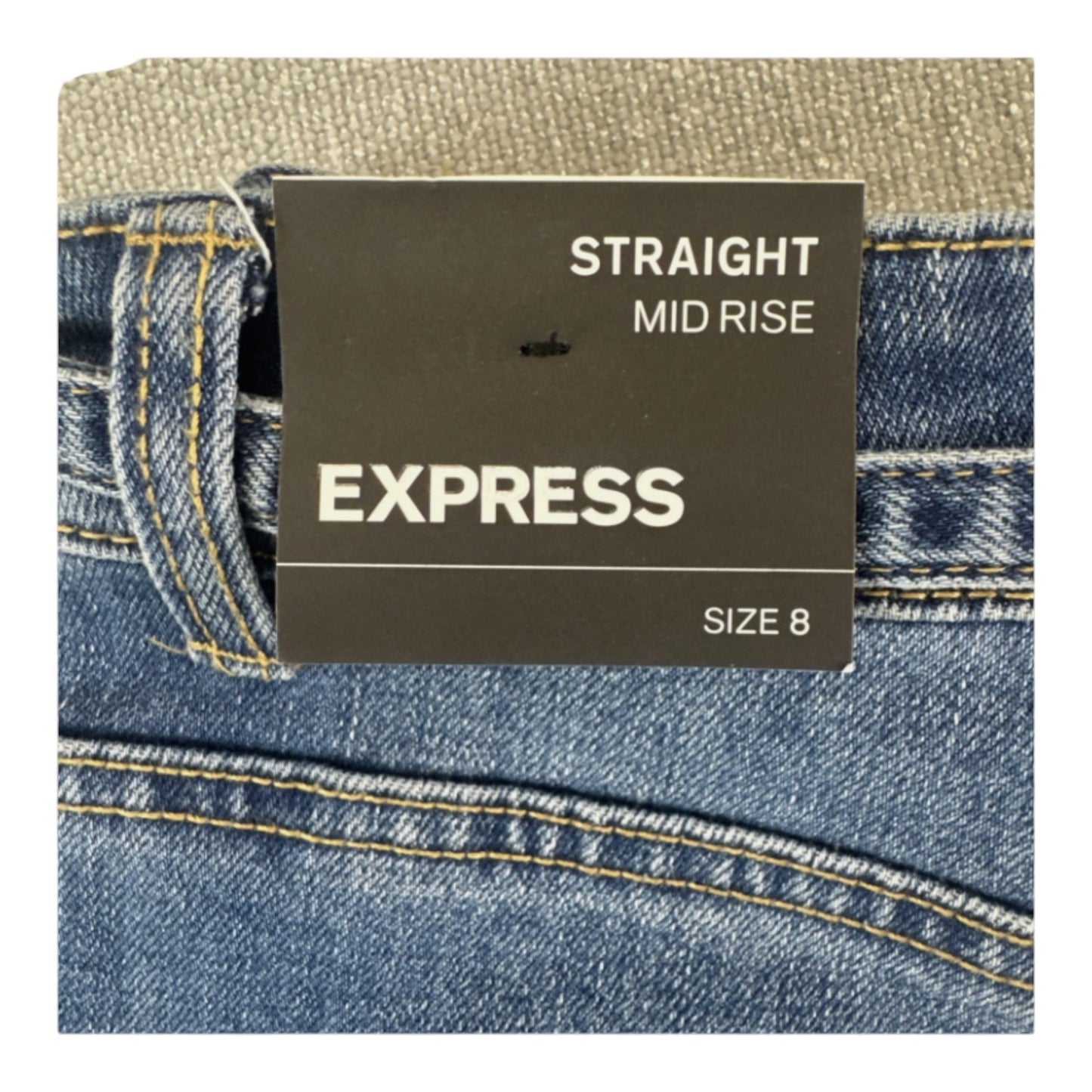 New Express Women’s Straight Mid Rise Blue Jeans Denim - Tie Belt - 10041DDM