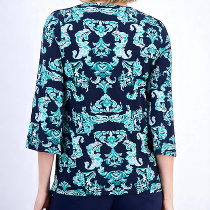 JM Collection Womens Floral Printed Top Blouse NWT