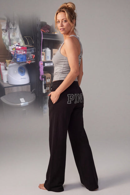 Pink by Victoria's Secret Matching Hoodie and Joggers Black w/ Silver
