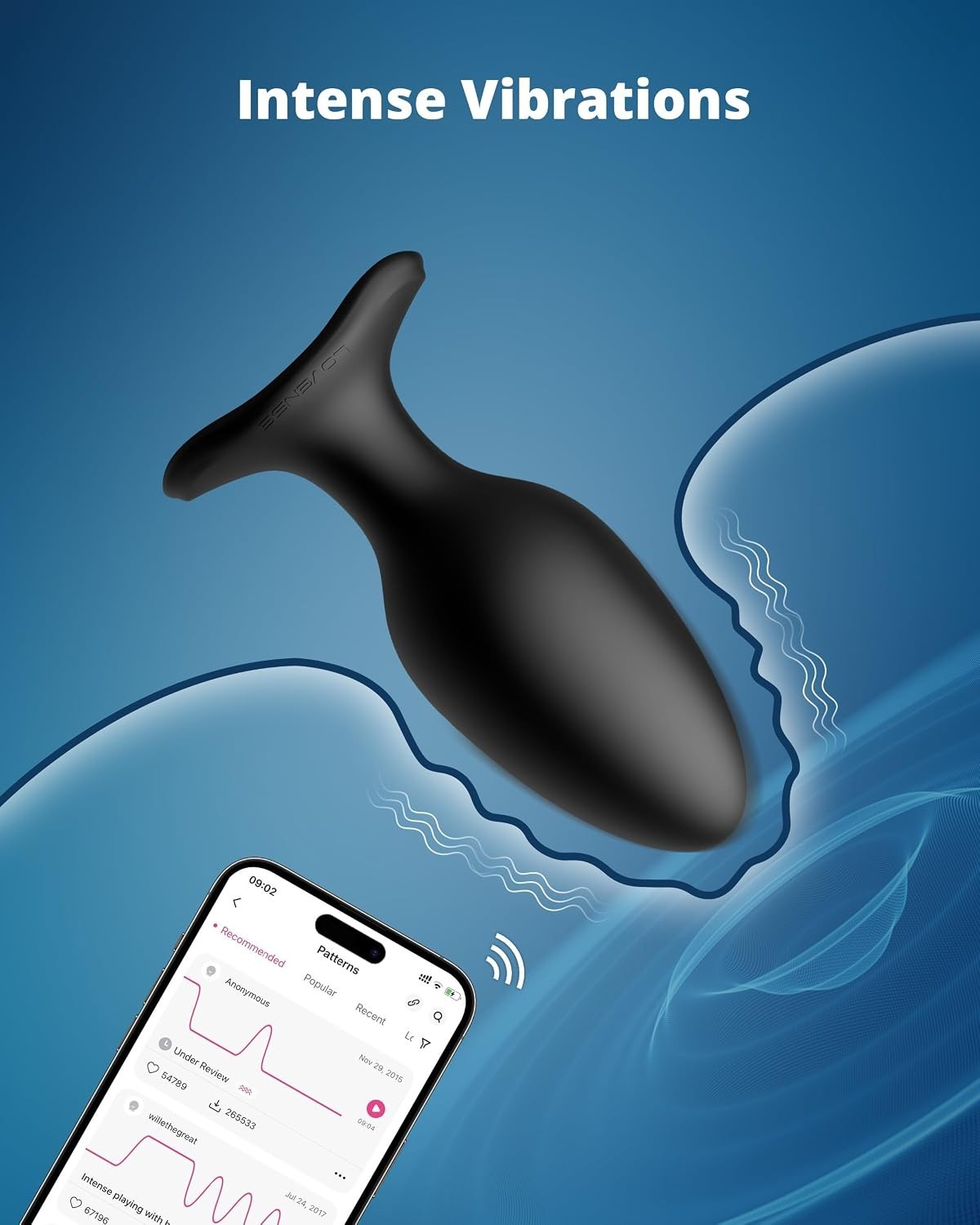 Lovense Hush 2 Rechargeable App Compatible Vibrating Anal Plug 2.25in