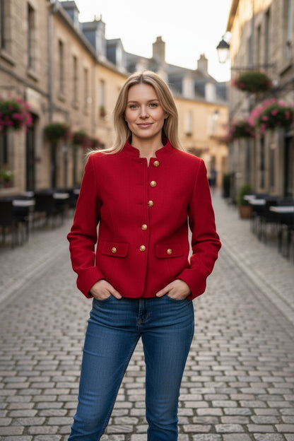 NWT Talbots Women's Red Short Wool Peacoat - Color: Red Pop - Sizes 2-14