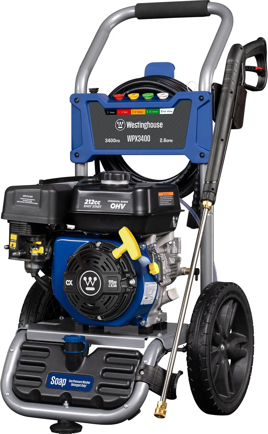 Westinghouse WPX3400 3400PSI 2.6GPM Gas Power Washer w/ Sprayer Wand & 5 Nozzles