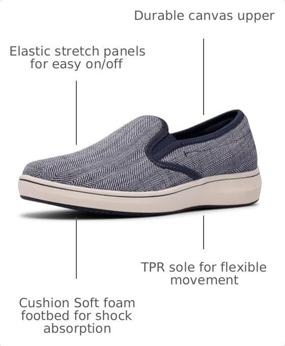 Cloudsteppers Clarks Women's Breezesky Zoe Canvas Loafers - Navy - Size 6.5