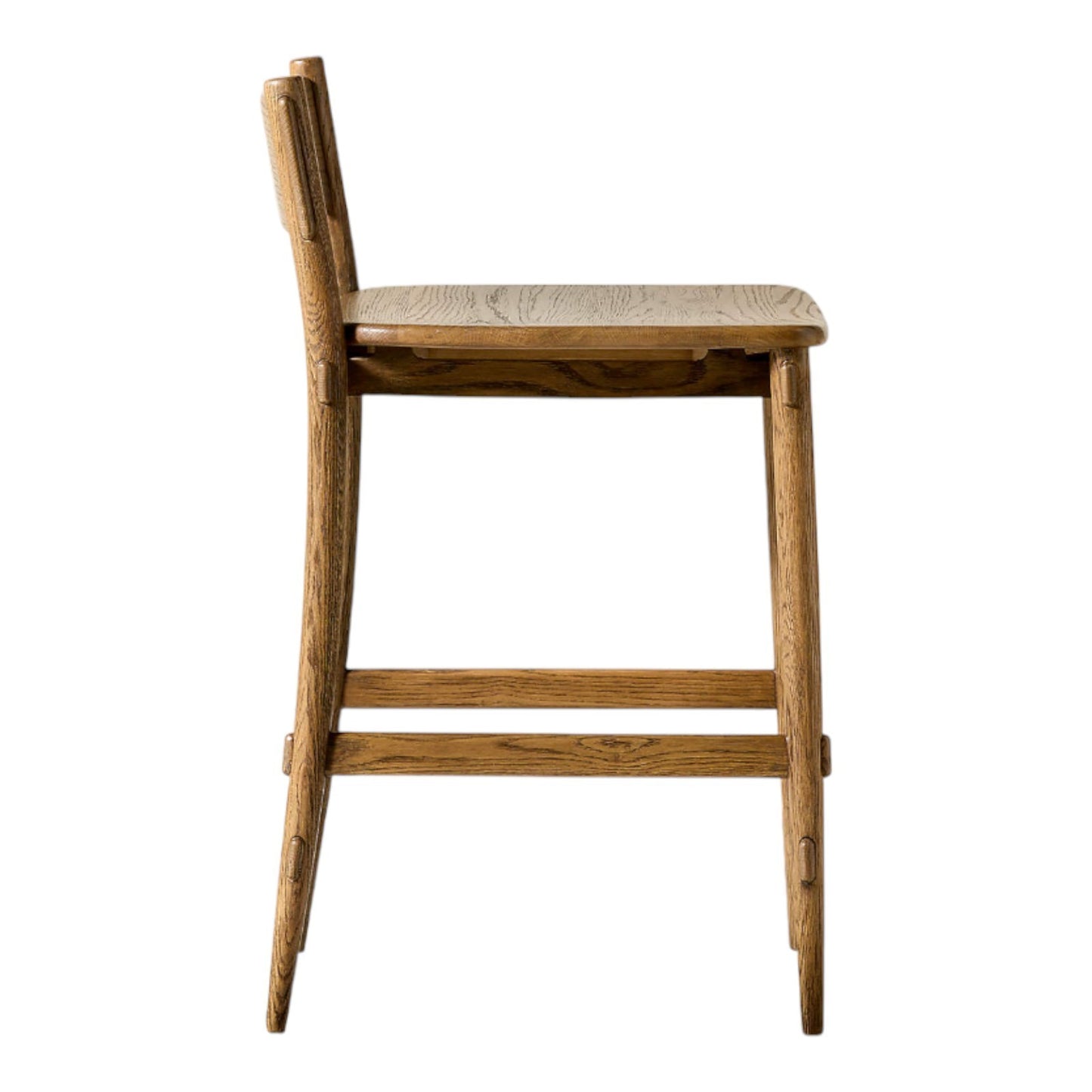 Merritt Solid White Oak Counter Stools with Curved Back by Mermelada Estudio