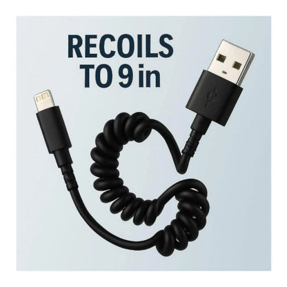 Tech & Go 3 ft Coiled Cable, 131 0359 TG3, USB to ⚡, for iPod, iPhone, iPad