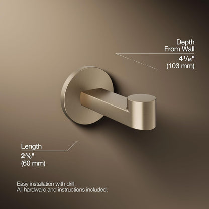 Kohler 78378-BV Components® Robe Hook, Vibrant Brushed Bronze, BRAND NEW IN BOX