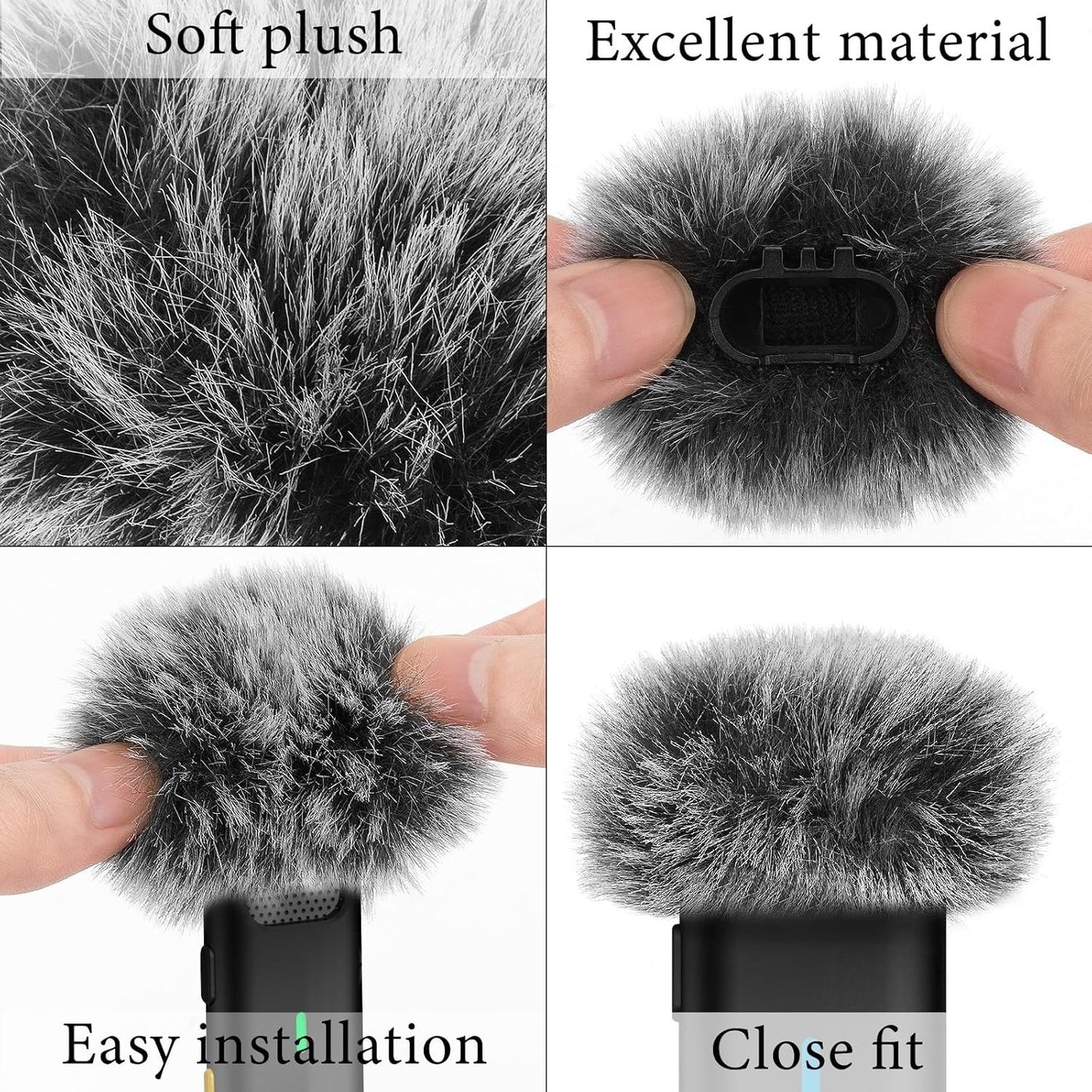 Geekria for Creators Furry Windscreen Compatible w Hollyland Lark M1, C1 2-pack