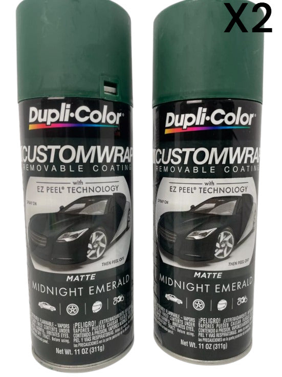 2x Dupli-Color Custom Wrap Removable Coat Matte Midnight Emerald Spray CWRC813