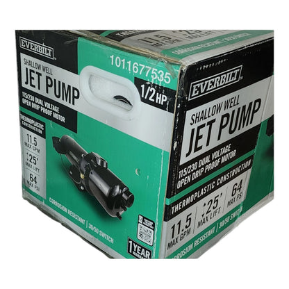 Everbilt 1/2 HP Thermoplastic Shallow Well Jet Pump 1011677535