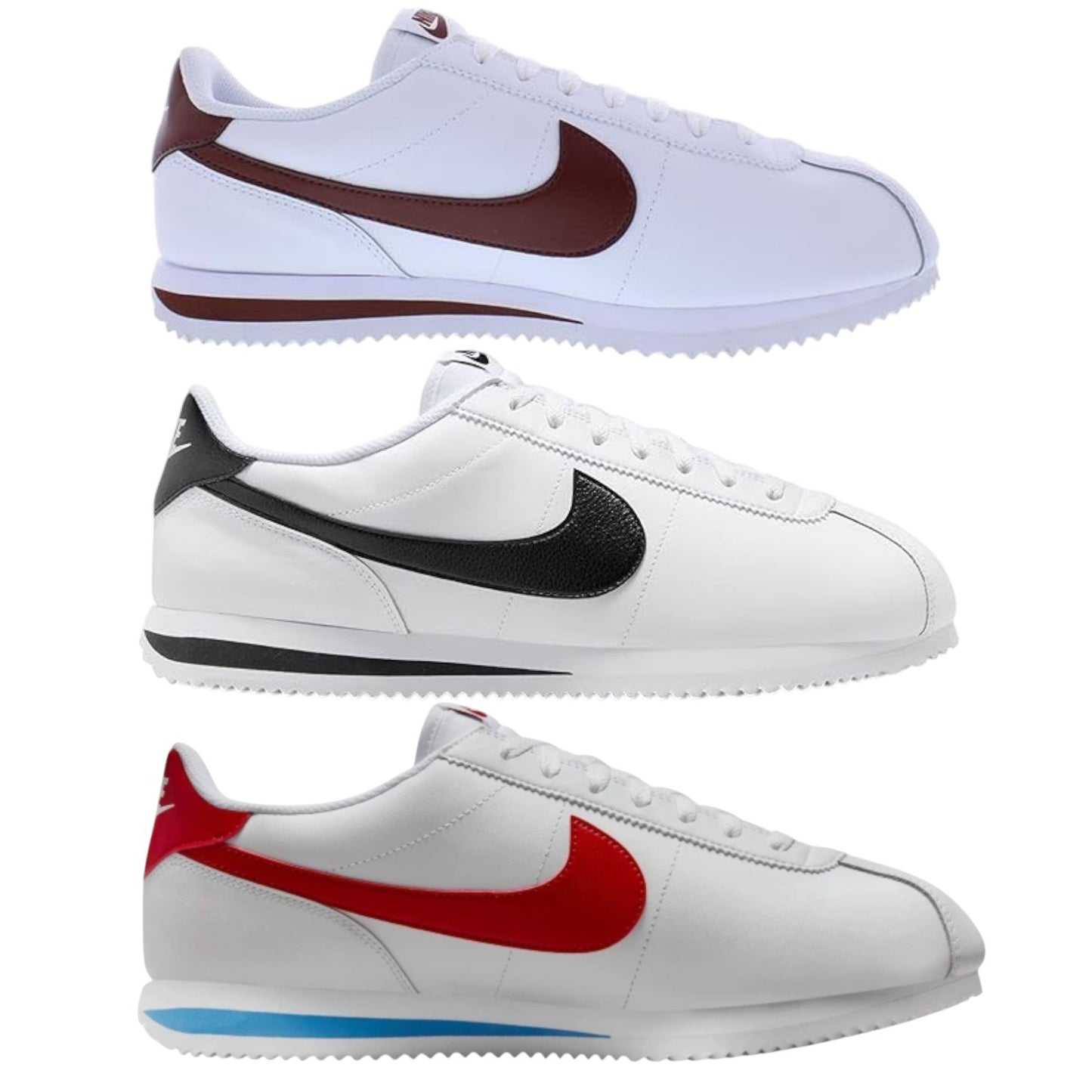 Men's Nike Cortez - White/Black, White/Dark Pony, White/Red-Blue - sz 7 thru 12