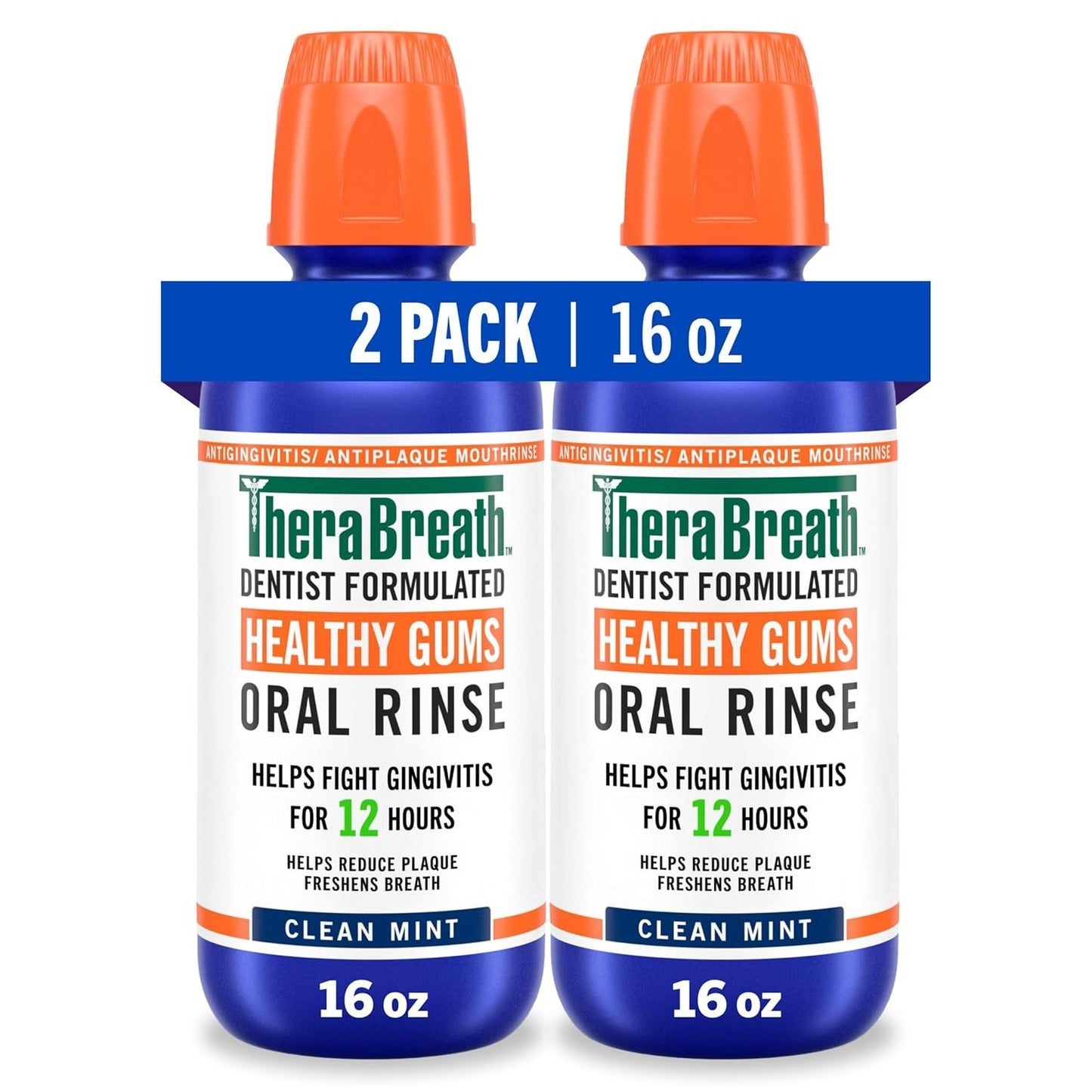 TheraBreath Healthy Gums Oral Rinse Clean Mint, 16oz - 2 Pack - 33.8 Oz