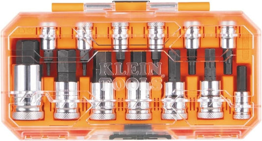 Klein Tools 65213HEX Knurled Hex Bit SAE Socket Set, 1/4, 3/8 and 1/2-Inch