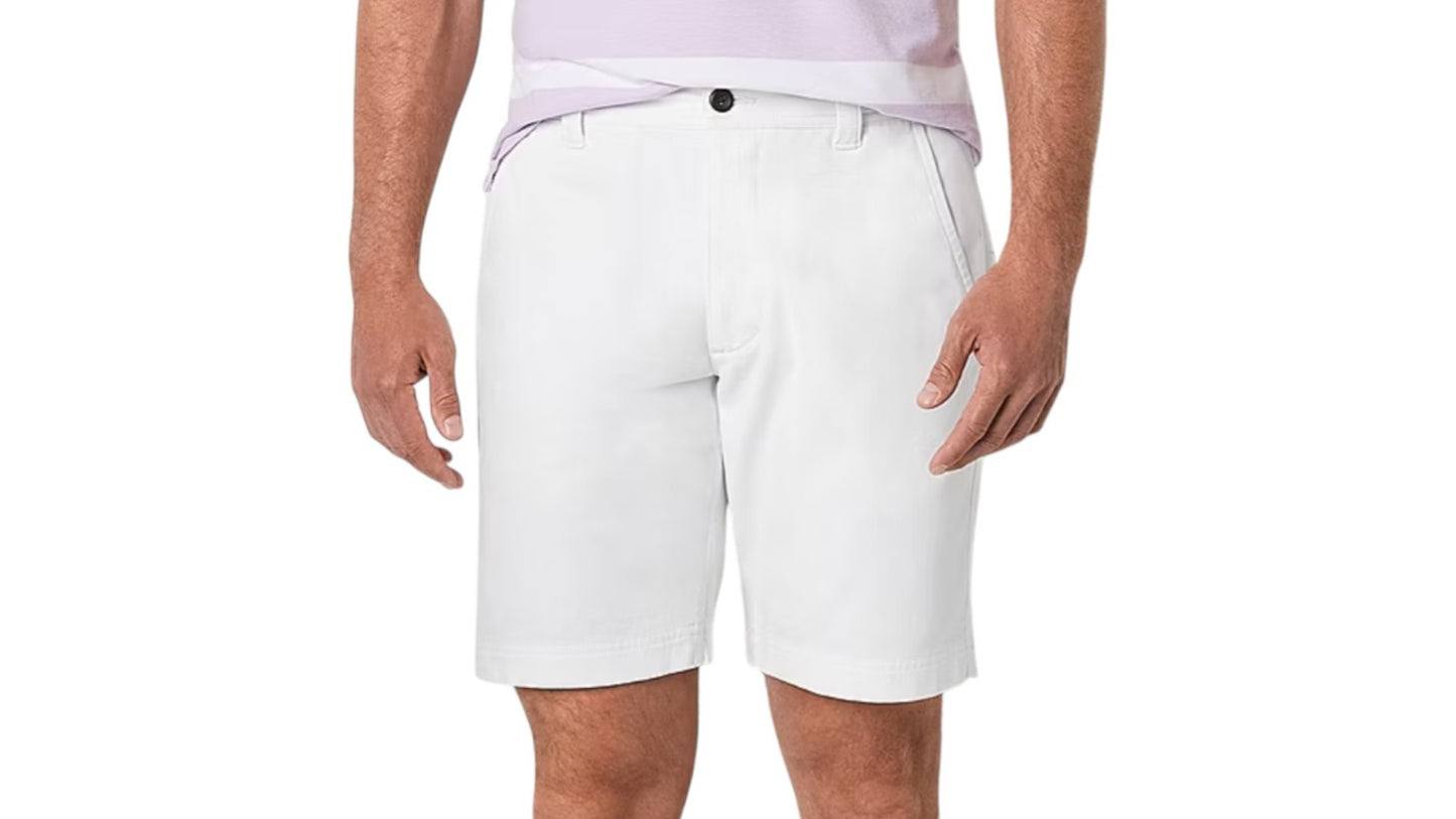 St. John's Bay Men's 9" Mid Rise Stretch Fabric Chino Shorts White Size W34
